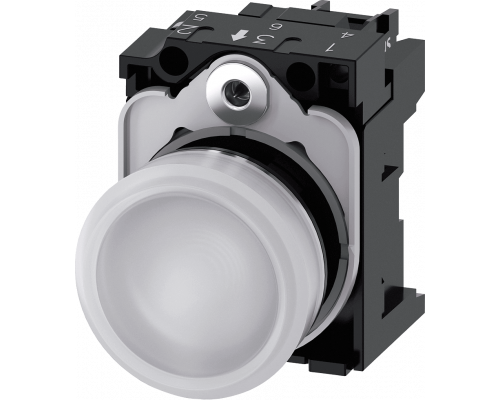 Siemens 3SU1156-6AA60-1AA0 Световой индикатор, 22mm, круглый, металлический, белый матовый рассеиватель, с держателем Siemens 3SU1156-6AA60-1AA0 Световой индикатор, 22mm, круглый, металлический, белый матовый рассеиватель, с держателем