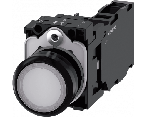 Siemens 3SU1103-0AB60-1FA0 Кнопка с подсветкой, 22mm, круглая, пластик, белая, плоская, 1NO+1NC Siemens 3SU1103-0AB60-1FA0 Кнопка с подсветкой, 22mm, круглая, пластик, белая, плоская, 1NO+1NC