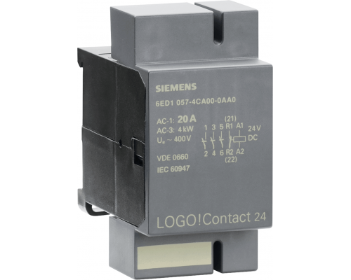 Siemens 6ED1057-4CA00-0AA0 Модуль коммуникации Logo! 24 для 3-фазных цепей переменного тока с 3 главными и 1 вспомогательным контактом Siemens 6ED1057-4CA00-0AA0 Модуль коммуникации Logo! 24 для 3-фазных цепей переменного тока с 3 главными и 1 вспомогательным контактом