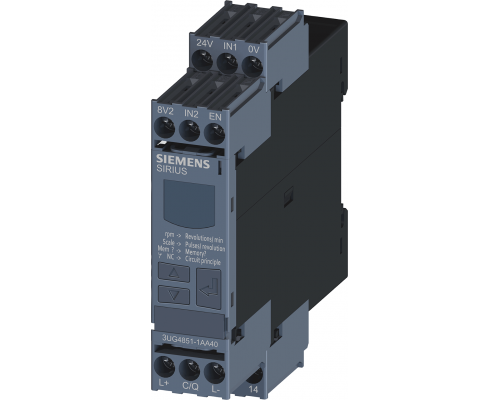 Siemens 3UG4851-1AA40 Реле контроля скорости вращения с Io-Link, диапазон 0,1–2200 об/мин, время задержки и гистерезис Siemens 3UG4851-1AA40 Реле контроля скорости вращения с Io-Link, диапазон 0,1–2200 об/мин, время задержки и гистерезис