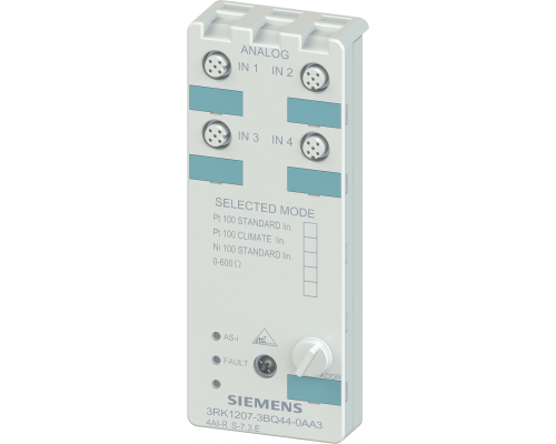 Siemens 3RK1207-3BQ44-0AA3 Модуль as-i k60, аналоговый, 4 вх, IP67, вход сопротивления pt100, ni100, 0–600 ом Siemens 3RK1207-3BQ44-0AA3 Модуль as-i k60, аналоговый, 4 вх, IP67, вход сопротивления pt100, ni100, 0–600 ом
