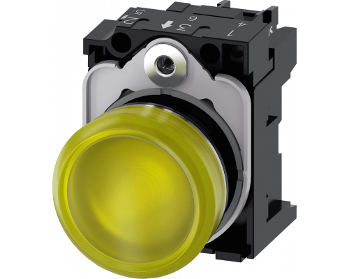 Siemens 3SU1153-6AA30-1AA0 Световой индикатор, 22mm, круглый, металлический, с держателем и модулем подсветки Siemens 3SU1153-6AA30-1AA0 Световой индикатор, 22mm, круглый, металлический, с держателем и модулем подсветки