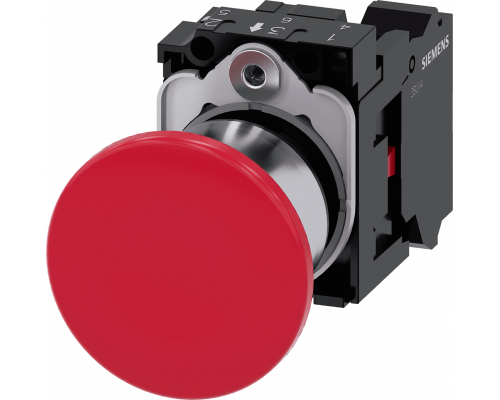 Siemens 3SU1150-1BA20-3CA0 Грибовидная кнопка, 22mm, металлическая, красная, с фиксацией и держателем Siemens 3SU1150-1BA20-3CA0 Грибовидная кнопка, 22mm, металлическая, красная, с фиксацией и держателем