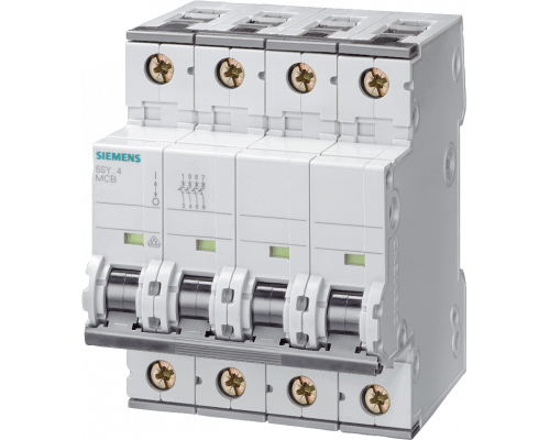 Siemens 5SY4463-8 Автоматический выключатель, 4 полюса, 63А, 400В, тип 'D', ширина 1 модуль, глубина 70 мм Siemens 5SY4463-8 Автоматический выключатель, 4 полюса, 63А, 400В, тип 'D', ширина 1 модуль, глубина 70 мм