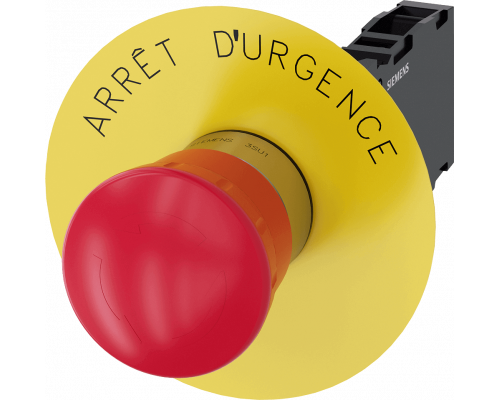 Siemens 3SU1150-1HB20-1FJ0 Аварийная грибовидная кнопка, 22 мм, металлическая, красная, с фиксацией, 1NO+1NC Siemens 3SU1150-1HB20-1FJ0 Аварийная грибовидная кнопка, 22 мм, металлическая, красная, с фиксацией, 1NO+1NC