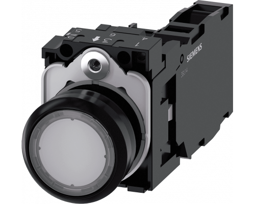 Siemens 3SU1103-0AB70-1FA0 Кнопка с подсветкой, 22mm, круглая, пластик, прозрачная, плоская, 1NO+1NC Siemens 3SU1103-0AB70-1FA0 Кнопка с подсветкой, 22mm, круглая, пластик, прозрачная, плоская, 1NO+1NC