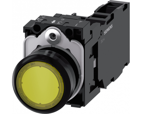 Siemens 3SU1106-0AB30-1FA0 Кнопка с подсветкой, 22mm, круглая, пластик, желтая, плоская, 1NO+1NC Siemens 3SU1106-0AB30-1FA0 Кнопка с подсветкой, 22mm, круглая, пластик, желтая, плоская, 1NO+1NC