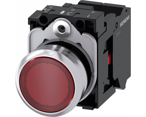 Siemens 3SU1153-0AB20-3CA0 Кнопка с подсветкой, 22mm, круглая, металлическая, красная, плоская, контакты мгновенного действия Siemens 3SU1153-0AB20-3CA0 Кнопка с подсветкой, 22mm, круглая, металлическая, красная, плоская, контакты мгновенного действия