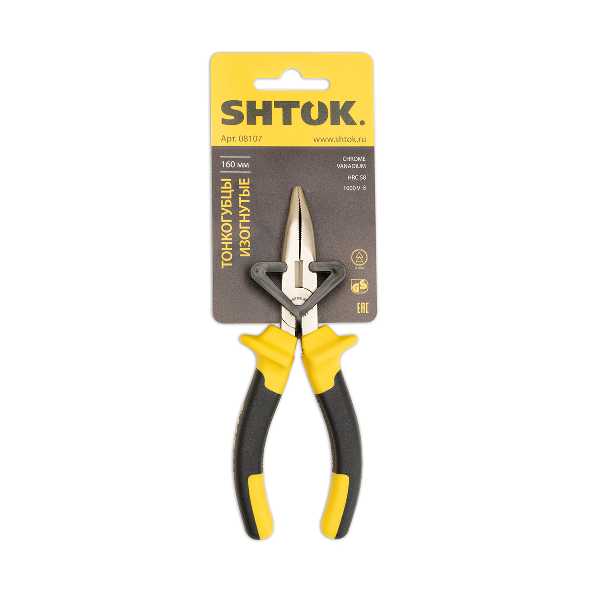 KEAZ Тонкогубцы изогнутые 1000В 160 мм, SHTOK. 08107 KEAZ Тонкогубцы изогнутые 1000В 160 мм, SHTOK. 08107