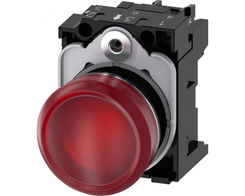 Siemens 3SU1152-6AA20-1AA0 Световой индикатор, 22mm, круглый, металлический глянцевый, красный матовый рассеиватель, с держателем Siemens 3SU1152-6AA20-1AA0 Световой индикатор, 22mm, круглый, металлический глянцевый, красный матовый рассеиватель, с держателем