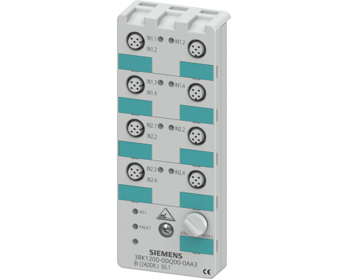 Siemens 3RK1200-0DQ00-0AA3 Модуль As-i компактный k60, цифровая обработка, 8 входов, IP67, PNP, разъемы M12 Siemens 3RK1200-0DQ00-0AA3 Модуль As-i компактный k60, цифровая обработка, 8 входов, IP67, PNP, разъемы M12