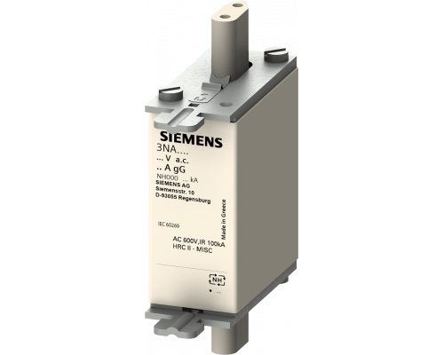 Siemens 3NA3807-6 Плавкая вставка низковольтная, типоразмер 00, Iном. 20А, Uном. 690В Siemens 3NA3807-6 Плавкая вставка низковольтная, типоразмер 00, Iном. 20А, Uном. 690В