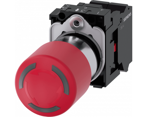Siemens 3SU1152-1GB20-3CW0 Кнопка аварийного останова грибовидная, 22 мм, металл, красная, с держателем, 1 НЗ, светодиодная, пружинные клеммы Siemens 3SU1152-1GB20-3CW0 Кнопка аварийного останова грибовидная, 22 мм, металл, красная, с держателем, 1 НЗ, светодиодная, пружинные клеммы