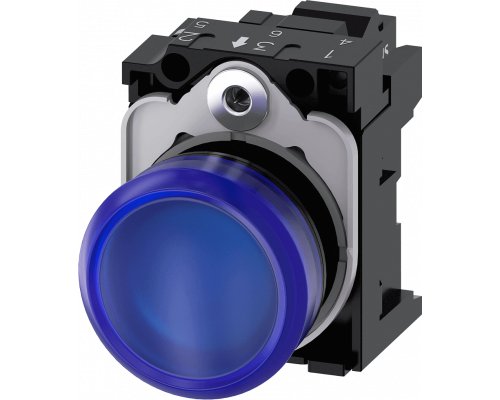 Siemens 3SU1106-6AA50-3AA0 Световой индикатор, 22mm, круглый, пластик, синий матовый рассеиватель, с держателем Siemens 3SU1106-6AA50-3AA0 Световой индикатор, 22mm, круглый, пластик, синий матовый рассеиватель, с держателем