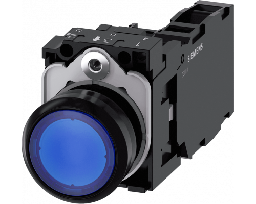 Siemens 3SU1102-0AB50-1FA0 Кнопка с подсветкой, 22mm, круглая, пластик, синяя, плоская, 1NO+1NC Siemens 3SU1102-0AB50-1FA0 Кнопка с подсветкой, 22mm, круглая, пластик, синяя, плоская, 1NO+1NC