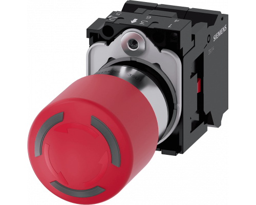 Siemens 3SU1152-1GB20-3PW0 Кнопка аварийного останова, освещаемая, 22 мм, металл, красная, с держателем, 1 НЗ, 1 НЗ, светодиод 24В Siemens 3SU1152-1GB20-3PW0 Кнопка аварийного останова, освещаемая, 22 мм, металл, красная, с держателем, 1 НЗ, 1 НЗ, светодиод 24В