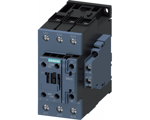 Siemens 3RT2037-1NB36 Контактор, 3-пол., 30 кВт/АС3/400 В, 2но+2нз, 20-33 В, с варистором, S2, винтовые клеммы Siemens 3RT2037-1NB36 Контактор, 3-пол., 30 кВт/АС3/400 В, 2но+2нз, 20-33 В, с варистором, S2, винтовые клеммы