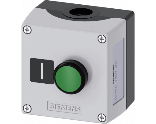 Siemens 3SU1801-0AB00-2AB1 Пост управления, 22mm, с круглым вырезом, пластиковый корпус, 1 точка управления, зеленая кнопка 'i' Siemens 3SU1801-0AB00-2AB1 Пост управления, 22mm, с круглым вырезом, пластиковый корпус, 1 точка управления, зеленая кнопка 'i'