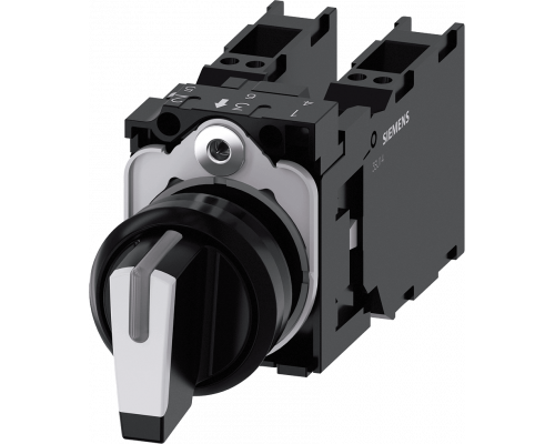 Siemens 3SU1100-2BM60-3LA0 Поворотный переключатель с подсветкой, 22мм, круглый, пластик, черная рукоятка, 3 положения Siemens 3SU1100-2BM60-3LA0 Поворотный переключатель с подсветкой, 22мм, круглый, пластик, черная рукоятка, 3 положения