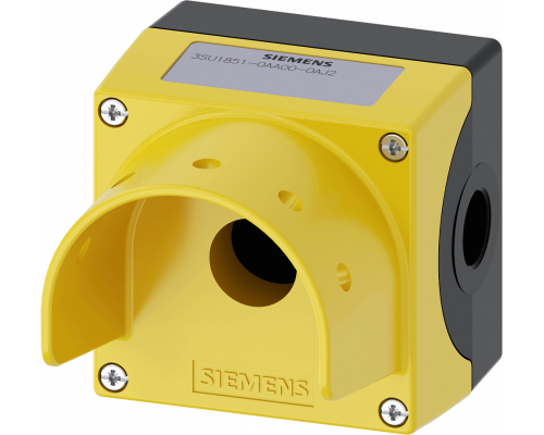 Siemens 3SU1851-0AA00-0AJ2 Корпус командных устройств, 22 мм, металл, желтый, с защитным ободом, 5 замков, грибок D60 мм Siemens 3SU1851-0AA00-0AJ2 Корпус командных устройств, 22 мм, металл, желтый, с защитным ободом, 5 замков, грибок D60 мм