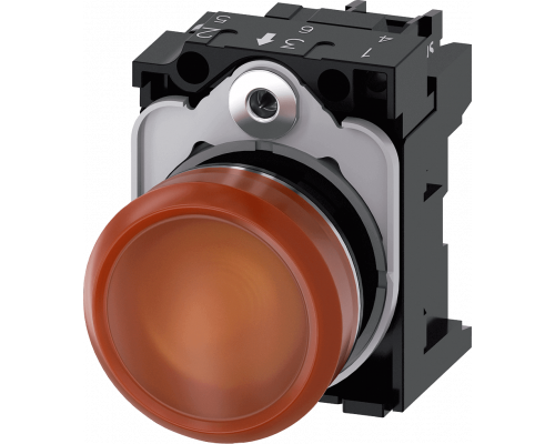 Siemens 3SU1153-6AA00-1AA0 Световой индикатор, 22mm, круглый, металлический, с держателем и модулем подсветки Siemens 3SU1153-6AA00-1AA0 Световой индикатор, 22mm, круглый, металлический, с держателем и модулем подсветки