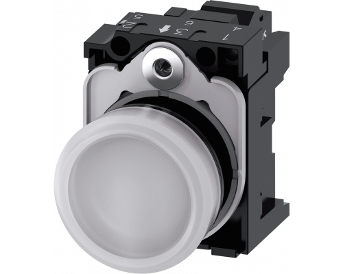 Siemens 3SU1103-6AA60-3AA0 Световой индикатор, 22mm, круглый, белый матовый рассеиватель, с держателем, модуль подсветки Siemens 3SU1103-6AA60-3AA0 Световой индикатор, 22mm, круглый, белый матовый рассеиватель, с держателем, модуль подсветки