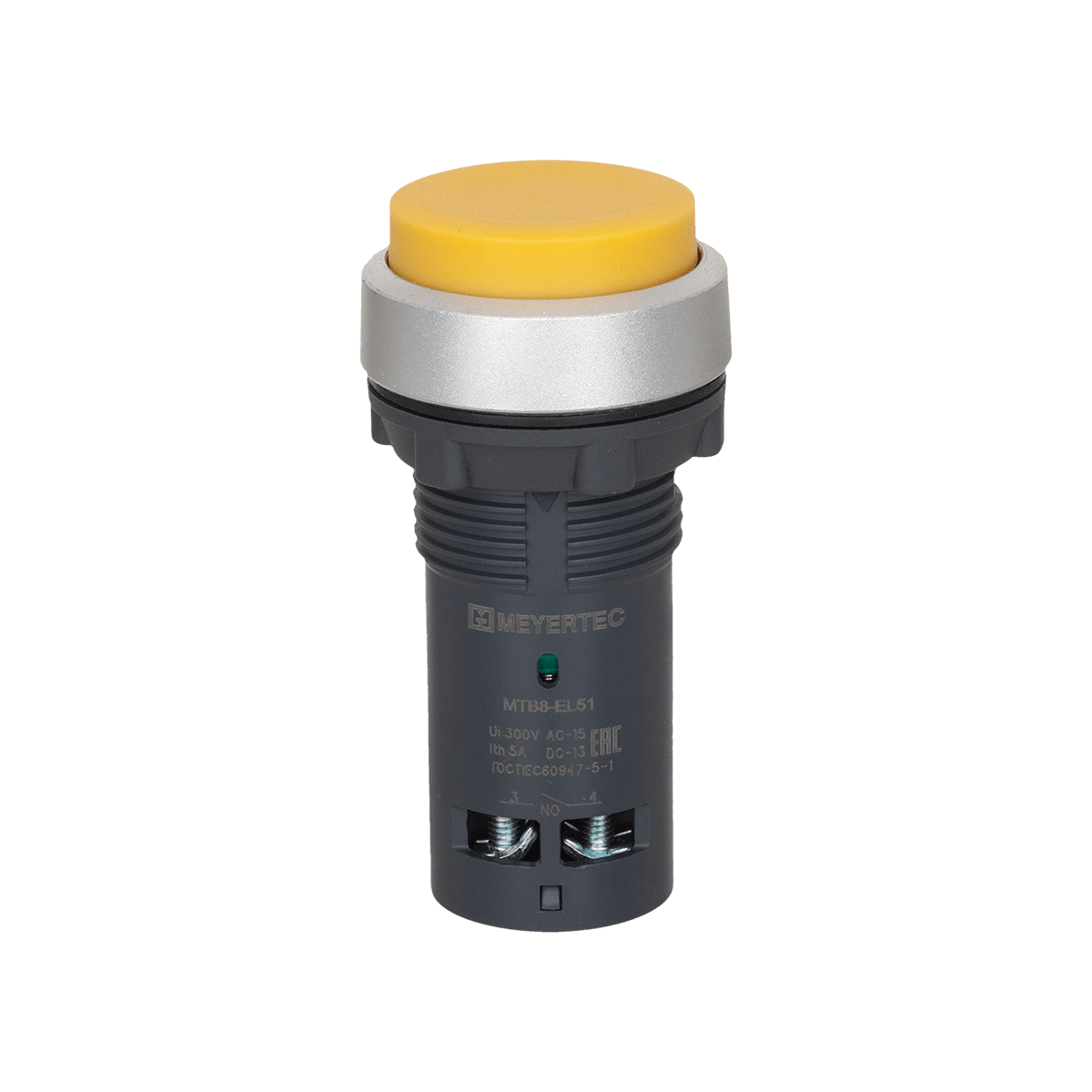 MTB8-EL51 Кнопка желтая выступающая, с возвратом, 1NO, IP65, пластик MTB8-EL51 Кнопка желтая выступающая, с возвратом, 1NO, IP65, пластик