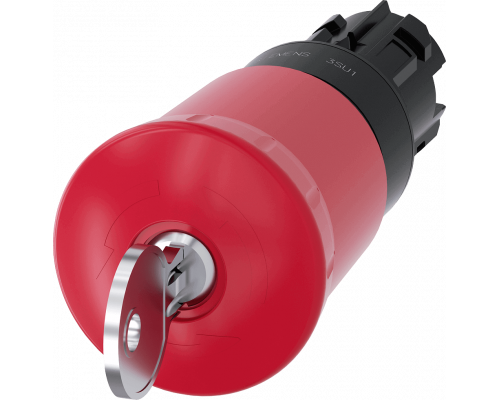 Siemens 3SU1000-1HS20-0AA0 Актуатор грибовидной кнопки, 22 мм, пластик, красная кнопка, с замком CES, фиксация Siemens 3SU1000-1HS20-0AA0 Актуатор грибовидной кнопки, 22 мм, пластик, красная кнопка, с замком CES, фиксация