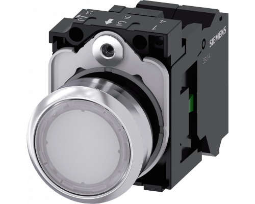Siemens 3SU1156-0AB60-3BA0 Кнопка с подсветкой, 22mm, круглая, металлическая, белая, плоская, 1NO, пружинные клеммы Siemens 3SU1156-0AB60-3BA0 Кнопка с подсветкой, 22mm, круглая, металлическая, белая, плоская, 1NO, пружинные клеммы