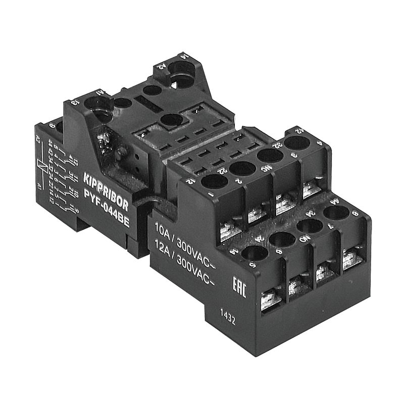 PYF-044BE Монтажная колодка с винтовыми клеммами для 4-конт. реле серии RP, черная PYF-044BE Монтажная колодка с винтовыми клеммами для 4-конт. реле серии RP, черная