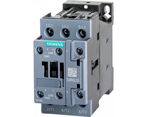 Siemens 3RT6023-1BM40 Контактор постоянного тока 220 В, AC3 4 кВт, 400 В, 3 полюса, клеммы, контакты AUX 1 NO + 1 NC Siemens 3RT6023-1BM40 Контактор постоянного тока 220 В, AC3 4 кВт, 400 В, 3 полюса, клеммы, контакты AUX 1 NO + 1 NC