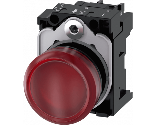 Siemens 3SU1103-6AA20-1AA0 Световой индикатор, 22mm, круглый, пластик, красный матовый рассеиватель, с держателем Siemens 3SU1103-6AA20-1AA0 Световой индикатор, 22mm, круглый, пластик, красный матовый рассеиватель, с держателем