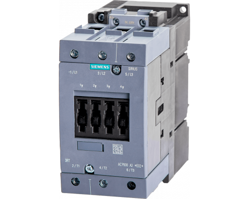 Siemens 3RT5044-1BM40 Контактор постоянного тока 220 В, AC3 30 кВт, 400 В, 3 полюса, размер S3, клеммная колодка Siemens 3RT5044-1BM40 Контактор постоянного тока 220 В, AC3 30 кВт, 400 В, 3 полюса, размер S3, клеммная колодка