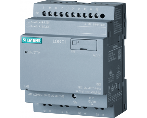 Siemens 6ED1052-2CC08-0BA1 Логический модуль Logo! 24ceo, 24 В, 8 di/4 dq, 400 блоков, Ethernet, Web-сервер Siemens 6ED1052-2CC08-0BA1 Логический модуль Logo! 24ceo, 24 В, 8 di/4 dq, 400 блоков, Ethernet, Web-сервер