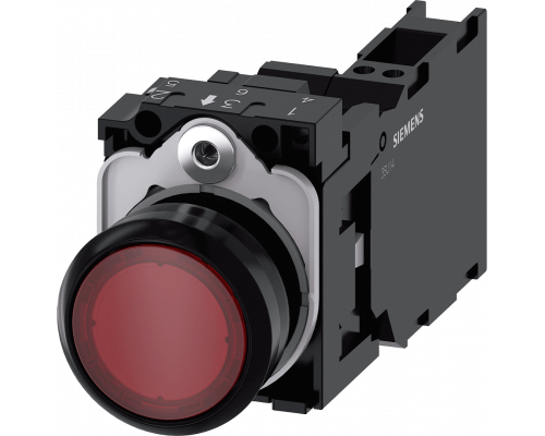 Siemens 3SU1102-0AB20-3FA0 Кнопка с подсветкой, 22mm, круглая, пластик, красная, плоская, 1NO+1NC Siemens 3SU1102-0AB20-3FA0 Кнопка с подсветкой, 22mm, круглая, пластик, красная, плоская, 1NO+1NC