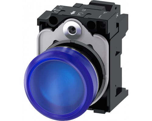 Siemens 3SU1152-6AA50-3AA0 Световой индикатор, 22mm, круглый, металлический, синий рассеиватель, с держателем Siemens 3SU1152-6AA50-3AA0 Световой индикатор, 22mm, круглый, металлический, синий рассеиватель, с держателем