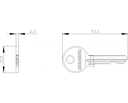 Siemens 3SU1950-0FP80-0AA0-Z Y04 Ключ для переключателя с замком ces, со специальным замком Siemens 3SU1950-0FP80-0AA0-Z Y04 Ключ для переключателя с замком ces, со специальным замком