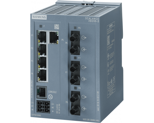 Siemens 6GK5205-3BB00-2TB2 Управляемый коммутатор Scalance xb205-3, 5x RJ45, 3x SFP, порт консоли, резервное питание, диапазон температур 0...+60°C Siemens 6GK5205-3BB00-2TB2 Управляемый коммутатор Scalance xb205-3, 5x RJ45, 3x SFP, порт консоли, резервное питание, диапазон температур 0...+60°C