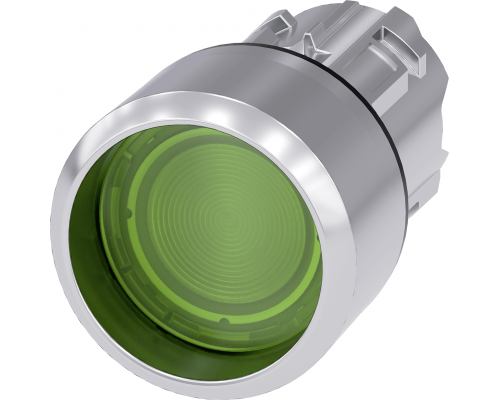 Siemens 3SU1051-0CB40-0AA0 Нажимная кнопка с сигнализацией, 22 мм, металл, глянцевая, зеленая, фронтальное кольцо, высокая, моментальный контакт Siemens 3SU1051-0CB40-0AA0 Нажимная кнопка с сигнализацией, 22 мм, металл, глянцевая, зеленая, фронтальное кольцо, высокая, моментальный контакт