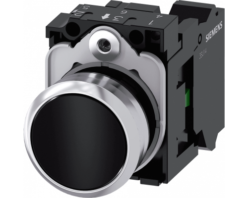Siemens 3SU1150-0AB10-3BA0 Кнопка, 22mm, круглая, металлическая, чёрная, плоская, контакты мгновенного действия Siemens 3SU1150-0AB10-3BA0 Кнопка, 22mm, круглая, металлическая, чёрная, плоская, контакты мгновенного действия
