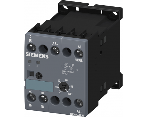 Siemens 3RP2025-1AQ30 Электронное реле времени с задержкой на включение, 1 переключающий контакт, 24В AC/DC, 100-127В, 0,05с - 100ч Siemens 3RP2025-1AQ30 Электронное реле времени с задержкой на включение, 1 переключающий контакт, 24В AC/DC, 100-127В, 0,05с - 100ч