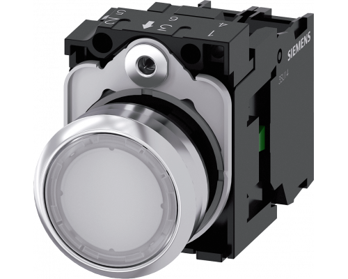 Siemens 3SU1153-0AB60-1BA0 Кнопка с подсветкой, 22mm, круглая, металлическая, белая, 1NO, винтовые клеммы Siemens 3SU1153-0AB60-1BA0 Кнопка с подсветкой, 22mm, круглая, металлическая, белая, 1NO, винтовые клеммы