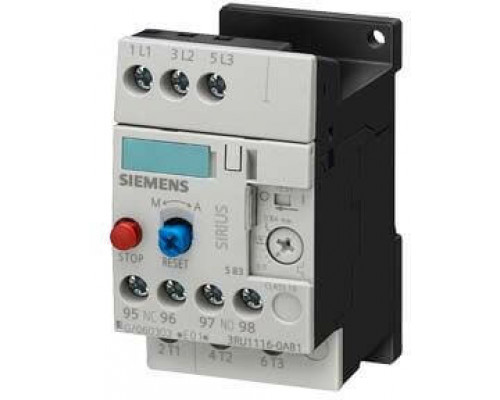Siemens 3RU1116-1CB1 Реле перегрузки, 1.8..2.5 А, 1НО+1НЗ, типоразмер S00, класс 10, для отдельной установки Siemens 3RU1116-1CB1 Реле перегрузки, 1.8..2.5 А, 1НО+1НЗ, типоразмер S00, класс 10, для отдельной установки