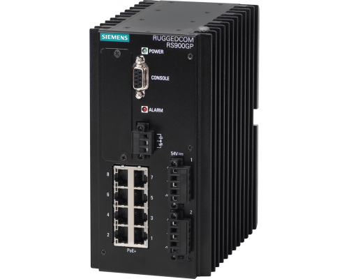 Siemens 6GK6090-0PS2.-.... Управляемый PoE коммутатор для особых условий эксплуатации, 8 портов 100 Мбит/с PoE, 2 гигабитных порта, шифрование 128-бит Siemens 6GK6090-0PS2.-.... Управляемый PoE коммутатор для особых условий эксплуатации, 8 портов 100 Мбит/с PoE, 2 гигабитных порта, шифрование 128-бит