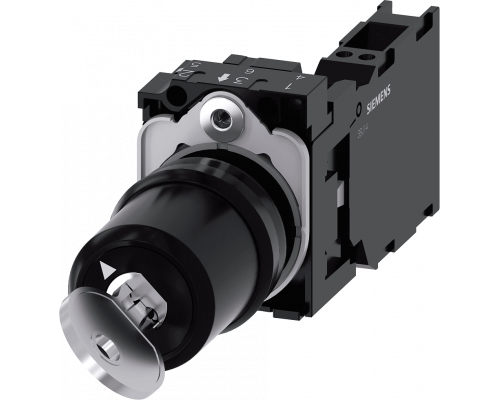 Siemens 3SU1100-5BF11-3FA0 Поворотный переключатель с ключом, 22mm, пластик, 2 положения, с 2 ключами Siemens 3SU1100-5BF11-3FA0 Поворотный переключатель с ключом, 22mm, пластик, 2 положения, с 2 ключами