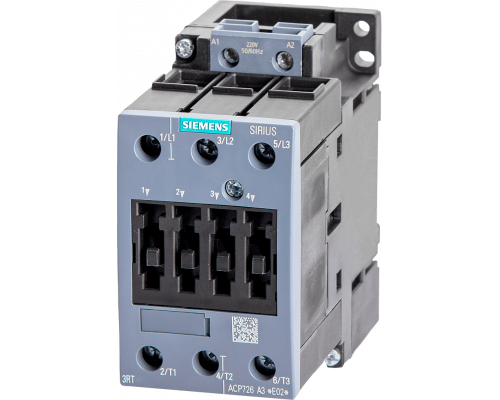 Siemens 3RT5034-1AL20 Контактор для переменного тока, 230 В, 50/60 Гц, 15 кВт, 400 В, 3 полюса, размер S2, клеммная колодка Siemens 3RT5034-1AL20 Контактор для переменного тока, 230 В, 50/60 Гц, 15 кВт, 400 В, 3 полюса, размер S2, клеммная колодка