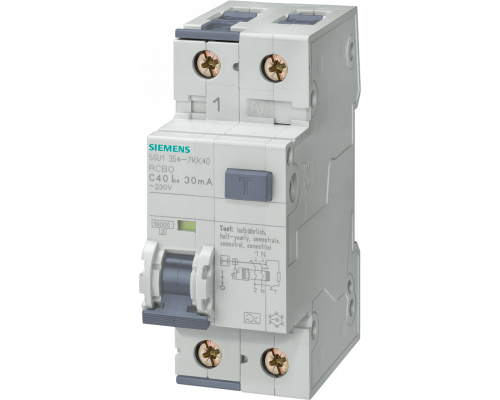 Siemens 5SU1354-7GV06 Дифференциальный автомат тип A 30мА C6 10кА 1+N 2модуль, упаковка 36 штук Siemens 5SU1354-7GV06 Дифференциальный автомат тип A 30мА C6 10кА 1+N 2модуль, упаковка 36 штук