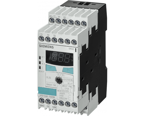 Siemens 3RS1040-1GW50 Реле контроля температуры с поддержкой PT100/1000, KTY83/84, NTC и двумя пороговыми значениями Siemens 3RS1040-1GW50 Реле контроля температуры с поддержкой PT100/1000, KTY83/84, NTC и двумя пороговыми значениями