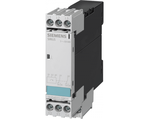 Siemens 3UG4511-1BP20 Реле контроля фаз, 3x 360-520 В, 50/60 Гц, 2 перекидных контакта Siemens 3UG4511-1BP20 Реле контроля фаз, 3x 360-520 В, 50/60 Гц, 2 перекидных контакта