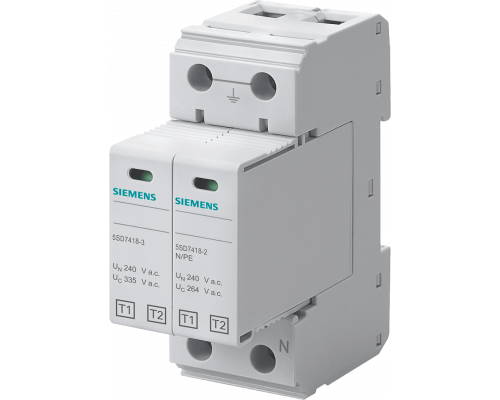 Siemens 5SD7412-2 Разрядник молниезащиты тип1, 12,5kA, класс защиты III и IV, для 3-х проводных сетей (L, N, PE) Siemens 5SD7412-2 Разрядник молниезащиты тип1, 12,5kA, класс защиты III и IV, для 3-х проводных сетей (L, N, PE)